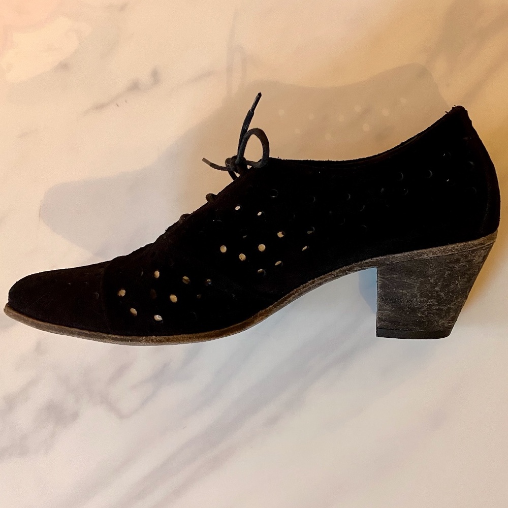With Box! John Fluevog Black Suede Audrey heels Ret. $299 9.5 39.5
